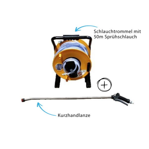 Schlauchtrommel mit Schlauch und Kurzhandlanze